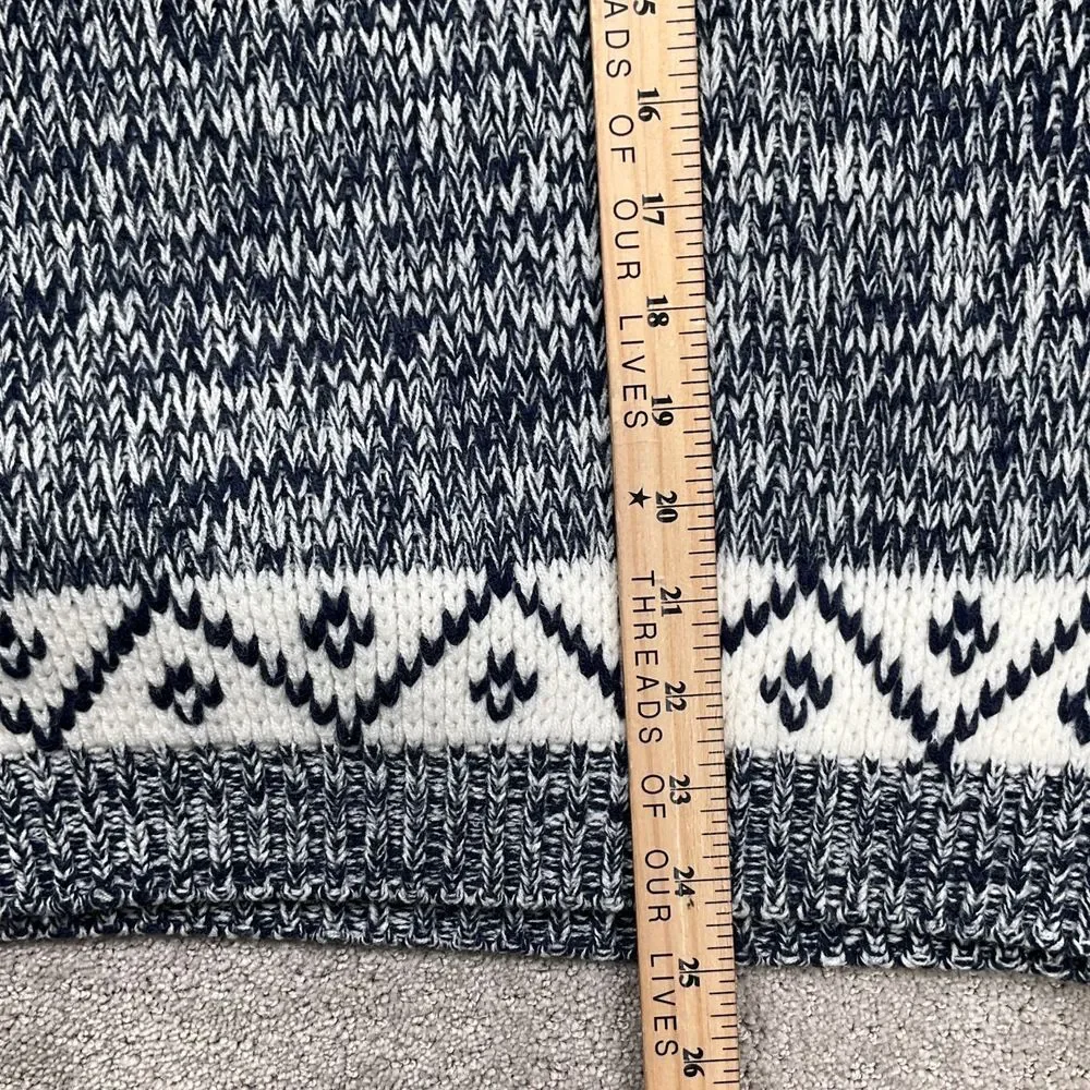 National Sweater Mens L Navy White Geometric Nordic Fair Isle Ski Acrylic VTG‎